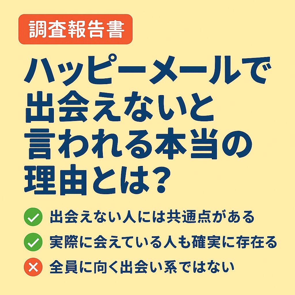 ハッピーメールで出会えないと言われる本当の理由とは？